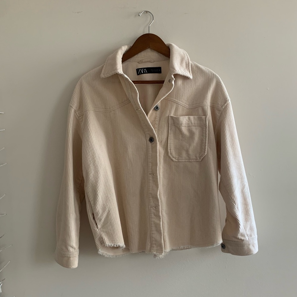 ZARA cream corduroy throw jacket